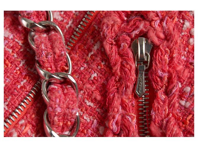 Chanel, Giacca biker in tweed rossa Rosso - vista 8