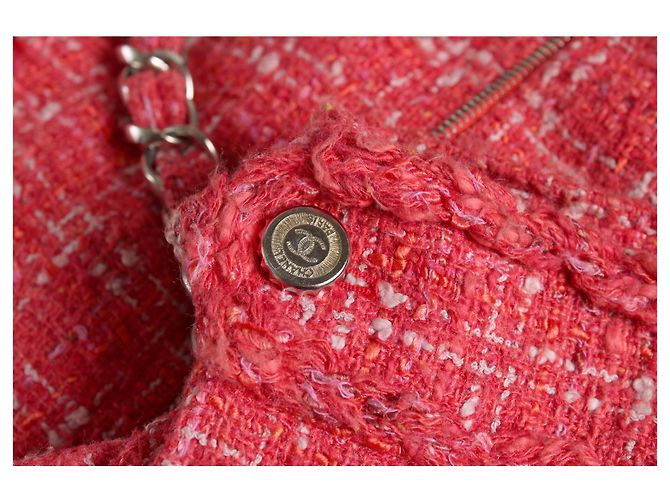 Chanel, Giacca biker in tweed rossa Rosso - vista 9