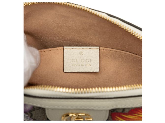Borsa a tracolla Gucci Small GG Supreme Web Flora Ophidia Dome Beige - vista 5