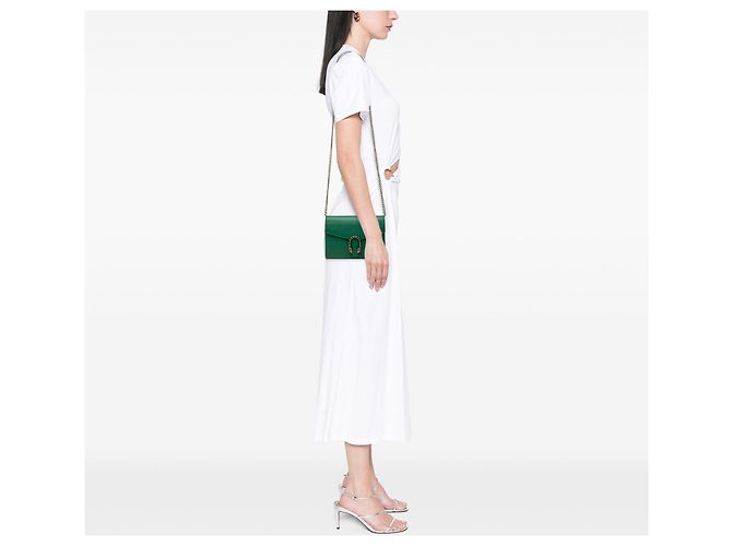 Borsa a tracolla Dionysus Gucci in pelle di vitello verde con catena - vista 6