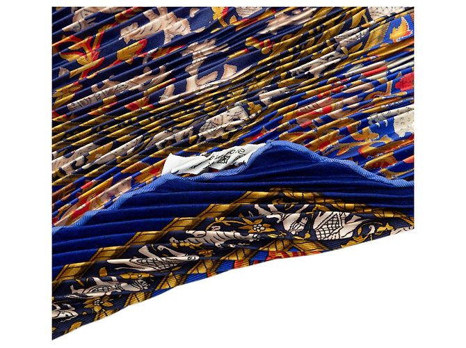 Foulard in seta plissettato Hermès Chasse en Inde Blu 140 Scarves - vista 6