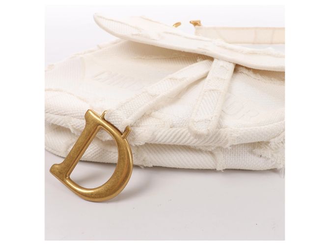 Autre Marque Borsa a tracolla Christian Dior Saddle Medium Canvas in White Bianco - vista 12