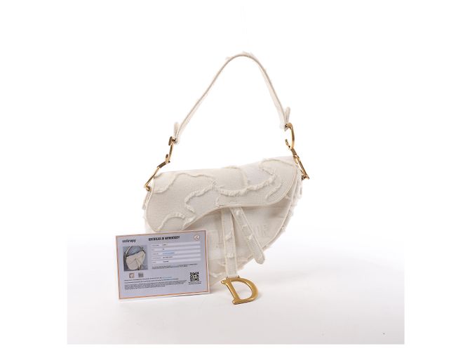 Autre Marque Borsa a tracolla Christian Dior Saddle Medium Canvas in White Bianco - vista 15
