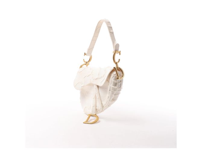 Autre Marque Borsa a tracolla Christian Dior Saddle Medium Canvas in White Bianco - vista 2