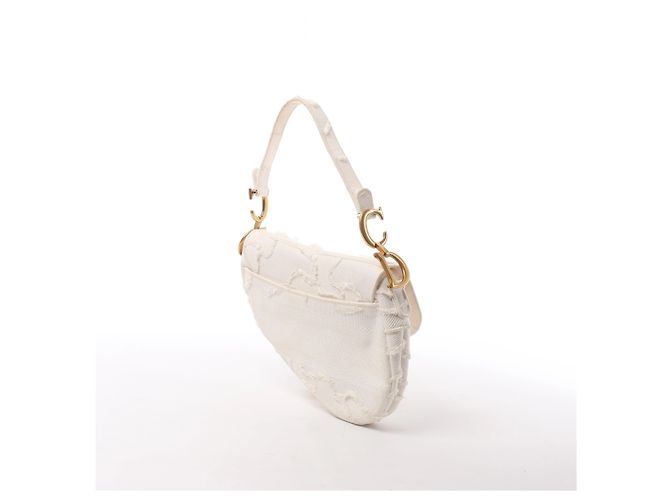 Autre Marque Borsa a tracolla Christian Dior Saddle Medium Canvas in White Bianco - vista 3