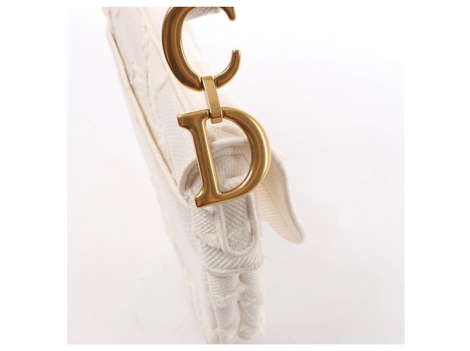 Autre Marque Borsa a tracolla Christian Dior Saddle Medium Canvas in White Bianco - vista 4