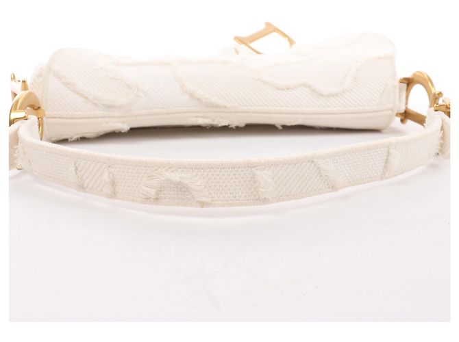 Autre Marque Borsa a tracolla Christian Dior Saddle Medium Canvas in White Bianco - vista 6