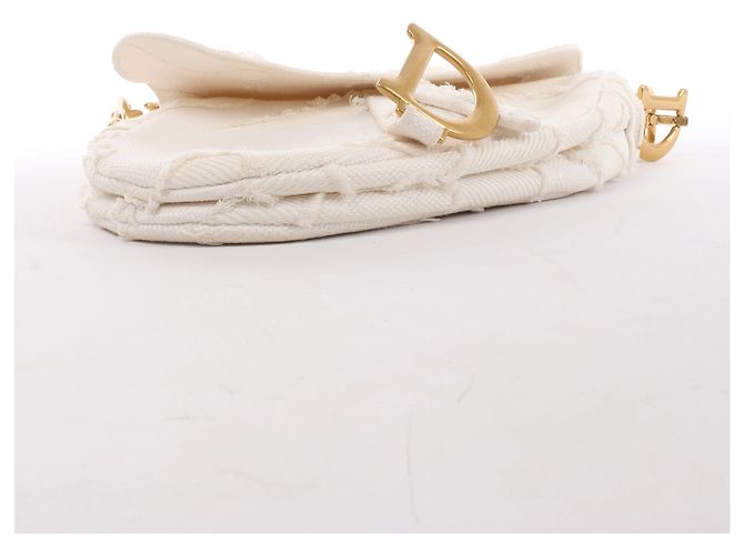 Autre Marque Borsa a tracolla Christian Dior Saddle Medium Canvas in White Bianco - vista 9