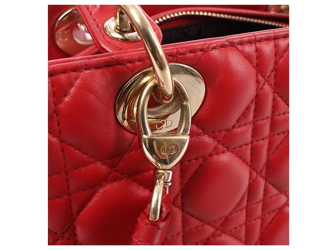 Autre Marque Dior Lady Dior Cannage Leather 2Way Handbag Red Rosso - vista 11