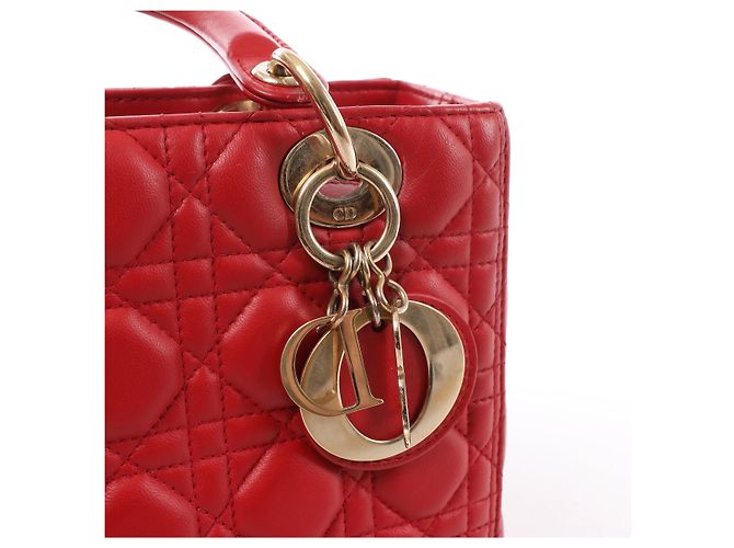 Autre Marque Dior Lady Dior Cannage Leather 2Way Handbag Red Rosso - vista 12