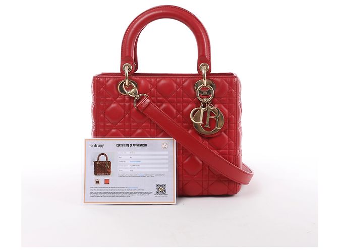 Autre Marque Dior Lady Dior Cannage Leather 2Way Handbag Red Rosso - vista 13