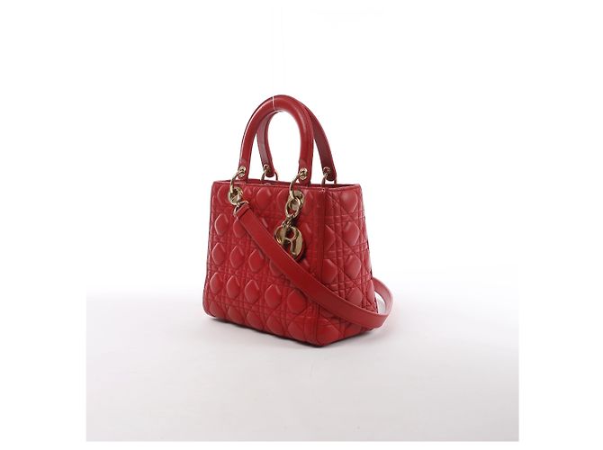 Autre Marque Dior Lady Dior Cannage Leather 2Way Handbag Red Rosso - vista 2