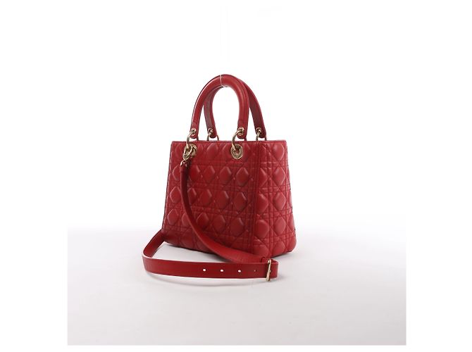 Autre Marque Dior Lady Dior Cannage Leather 2Way Handbag Red Rosso - vista 3