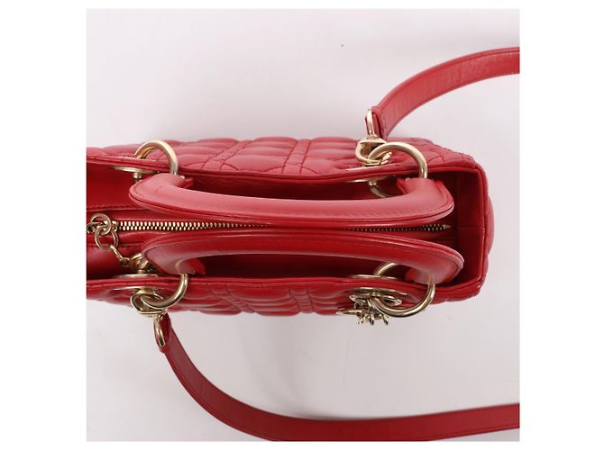 Autre Marque Dior Lady Dior Cannage Leather 2Way Handbag Red Rosso - vista 6