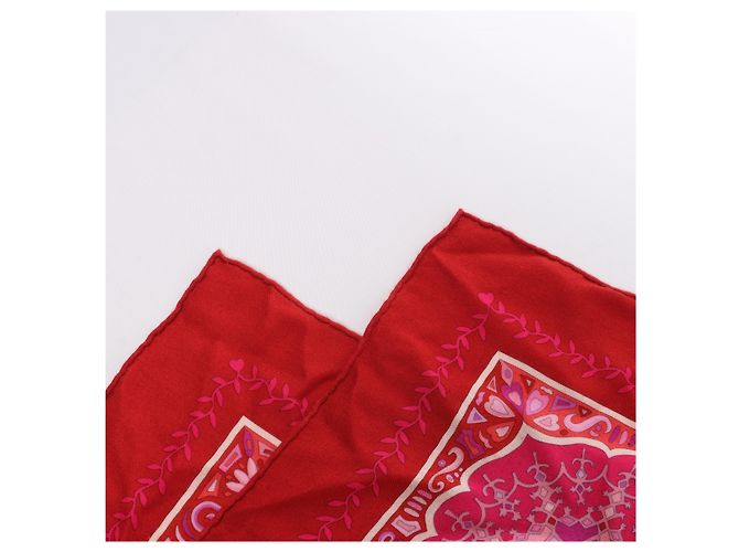 Silk In Hermès Carré Géant "Aux Portes du Palais" Kaschmir & Seide Schal Red x Pink Rot - Ansicht 2