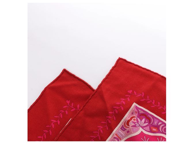Silk In Hermès Carré Géant "Aux Portes du Palais" Kaschmir & Seide Schal Red x Pink Rot - Ansicht 3