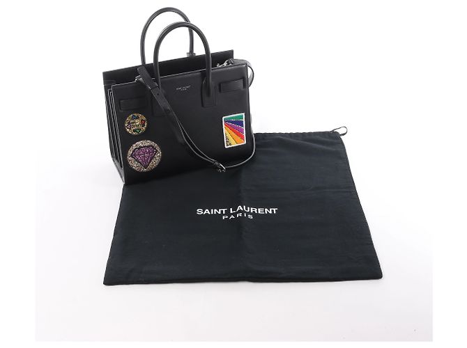 Autre Marque Saint Laurent Paris Sac de Jour Small Multi-Patch Leather 2Way Handbag in Black Negro - vista 15