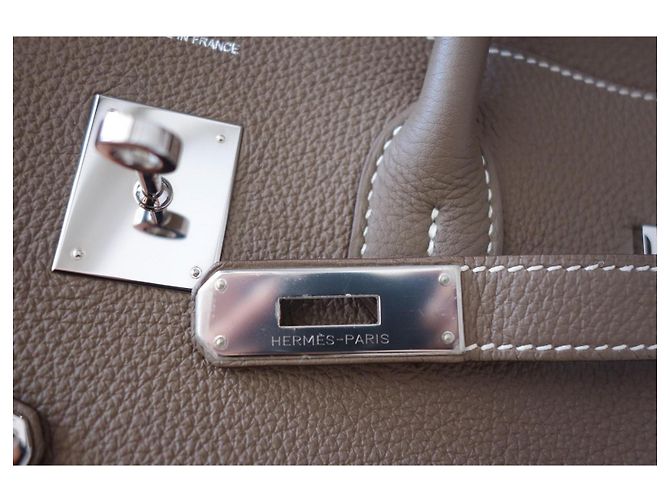 Hermès Birkin 35 Handtasche Etoupe Grau - Ansicht 13