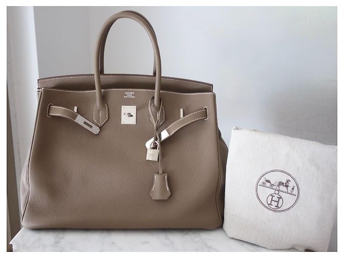 Hermès Birkin 35 Handtasche Etoupe Grau - Ansicht 2