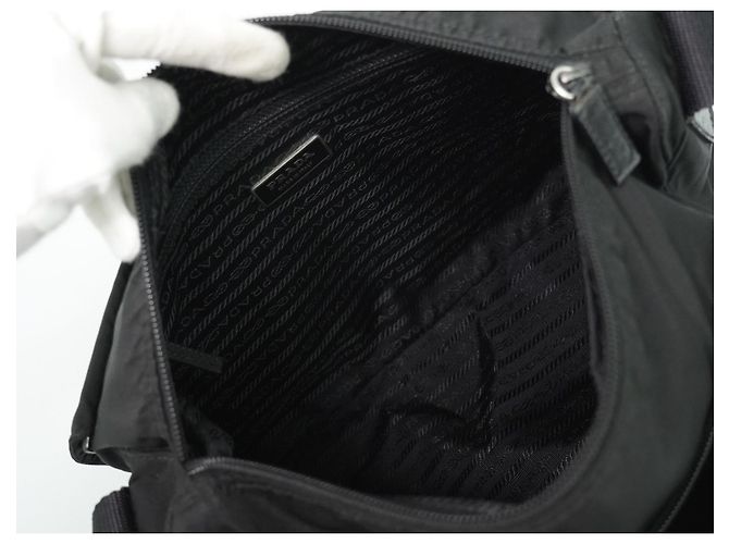 Prada Sac Messager Tessuto Medium avec Boucle Zippée Noir - vue 4