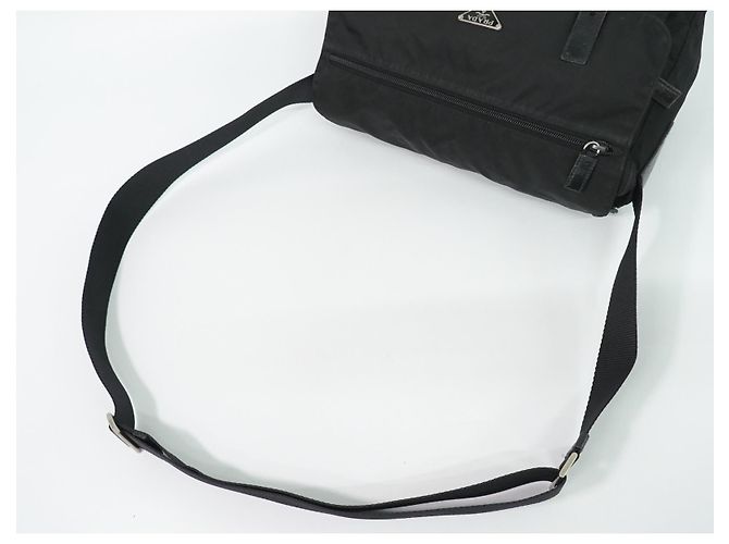 Prada Sac Messager Tessuto Medium avec Boucle Zippée Noir - vue 7