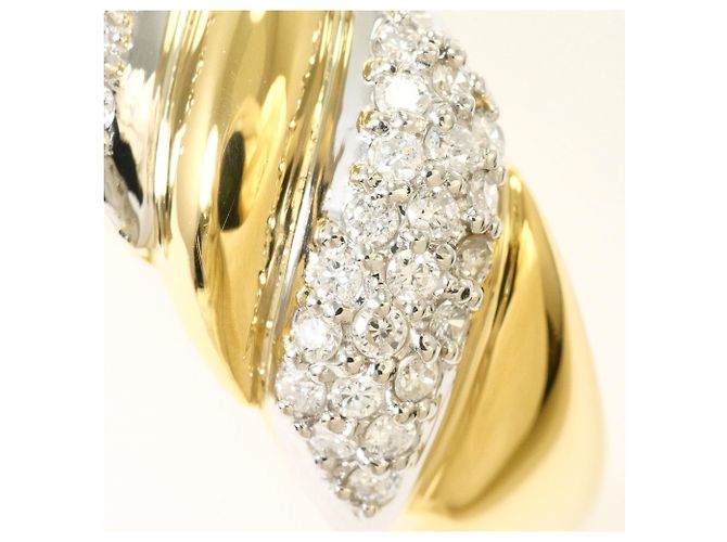 Autre Marque Anello fede elegante con diamanti in platino e oro giallo D'oro - vista 2