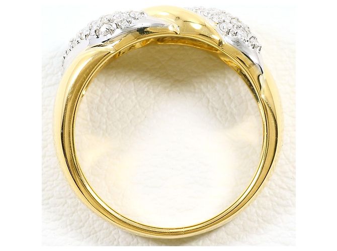 Autre Marque Anello fede elegante con diamanti in platino e oro giallo D'oro - vista 3