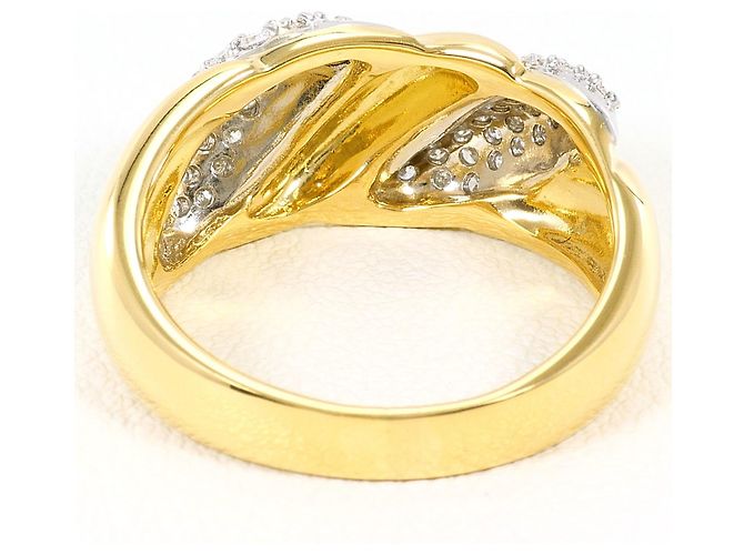 Autre Marque Anello fede elegante con diamanti in platino e oro giallo D'oro - vista 4