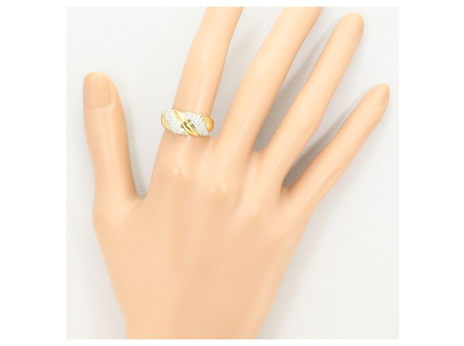 Autre Marque Anello fede elegante con diamanti in platino e oro giallo D'oro - vista 7