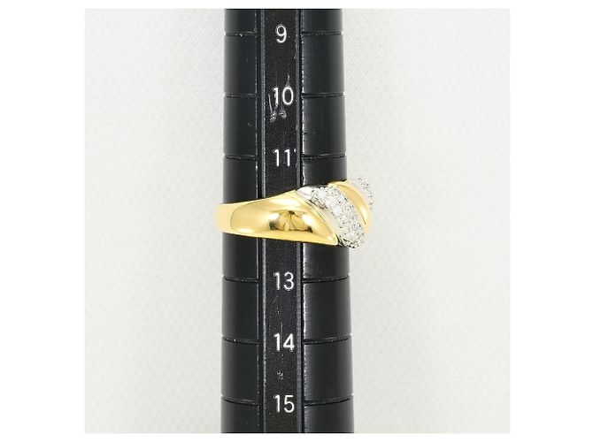 Autre Marque Anello fede elegante con diamanti in platino e oro giallo D'oro - vista 8