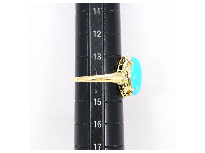 Autre Marque Ringband aus 18K Gelbgold mit Türkis Golden - Ansicht 6