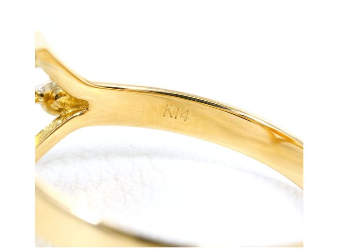 Autre Marque Ehering aus 14K Gelbgold mit Diamant und Opal Golden - Ansicht 5