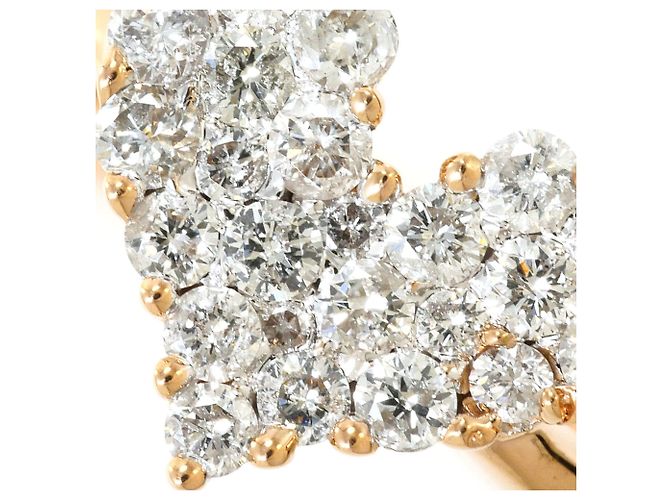 Autre Marque Anel aliança em ouro rosa 18K com 1 diamante Dourado - vista 2