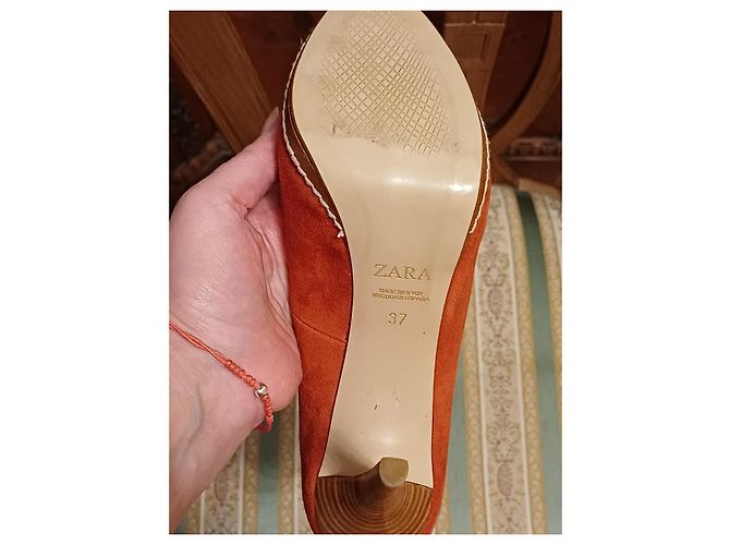 Zara Orange Wildleder Peep-Toe Pumps - Ansicht 5