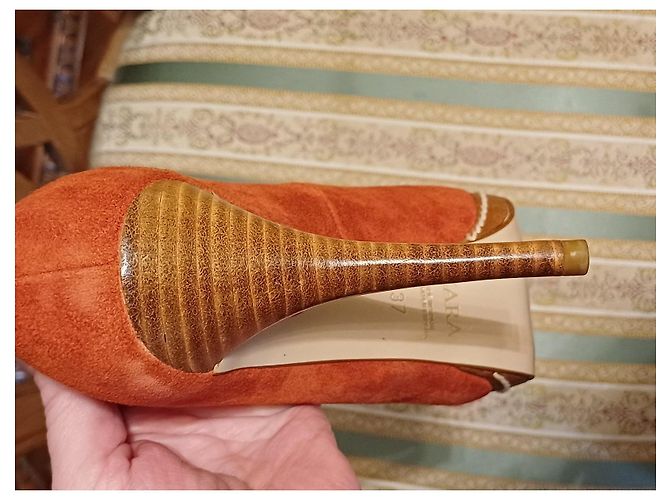 Zara Orange Wildleder Peep-Toe Pumps - Ansicht 6