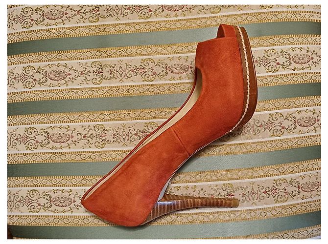 Zara Orange Wildleder Peep-Toe Pumps - Ansicht 8