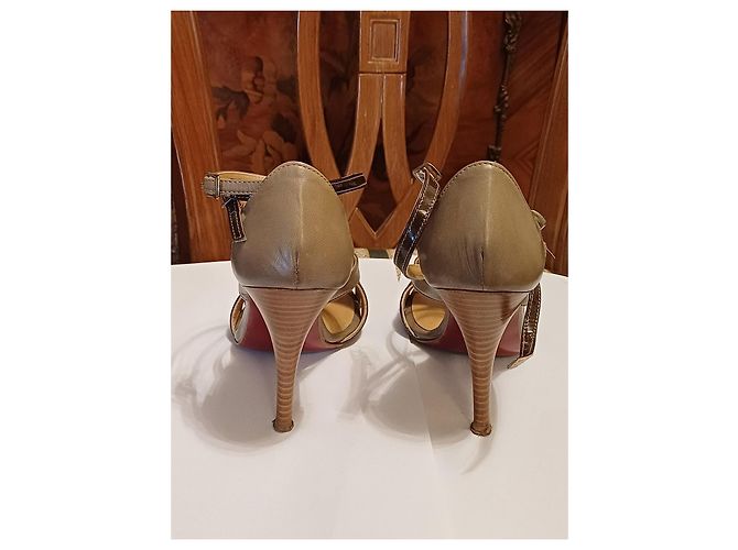 Sandali con tacco Albano in pelle marrone e beige - vista 2