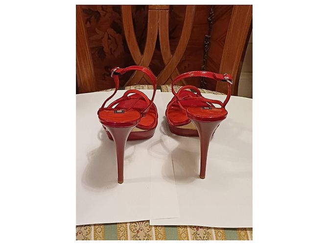 Le Silla rote Lackleder-Plateau-Sandaletten - Ansicht 2