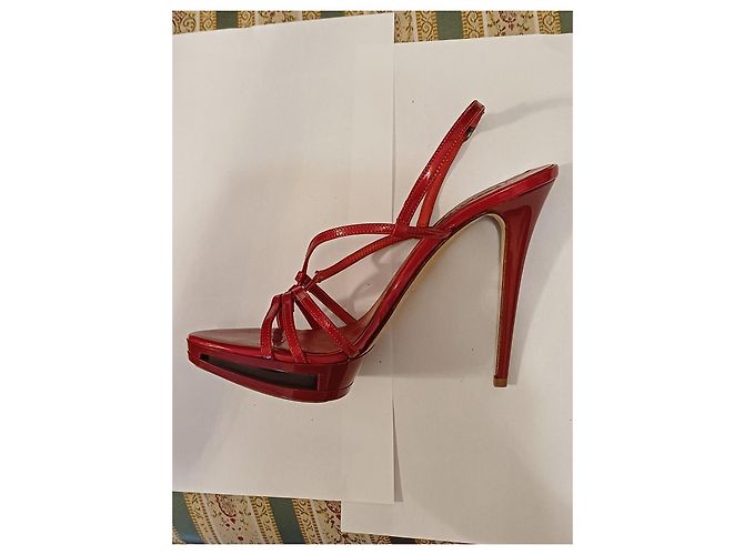 Le Silla rote Lackleder-Plateau-Sandaletten - Ansicht 4