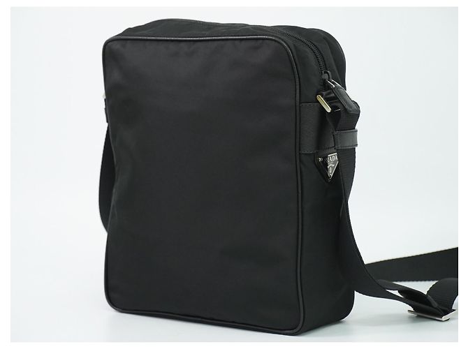Prada Sac Messenger Matelassé en Tessuto avec Fermeture Éclair Avant Medium Noir - vue 2