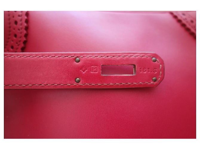 Borsa Hermès Birkin 35 Ghillies in Pelle Tadelakt Rosso - vista 11