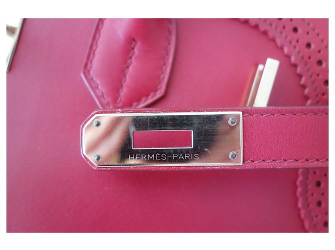 Borsa Hermès Birkin 35 Ghillies in Pelle Tadelakt Rosso - vista 14