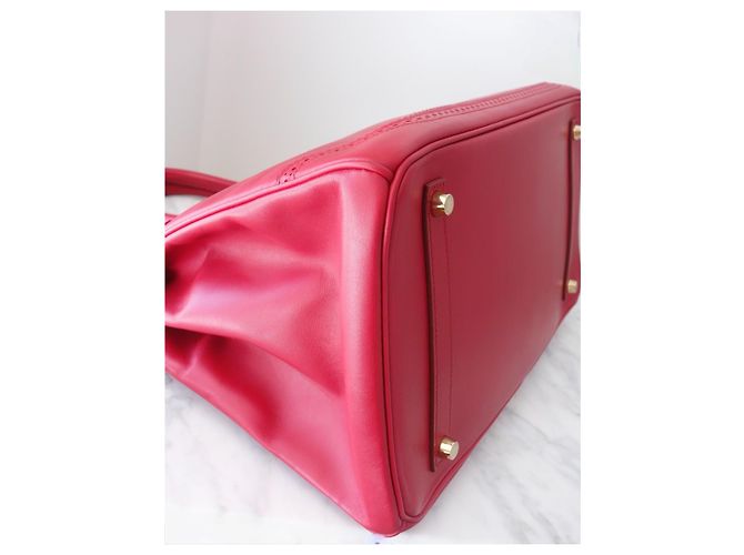 Borsa Hermès Birkin 35 Ghillies in Pelle Tadelakt Rosso - vista 16