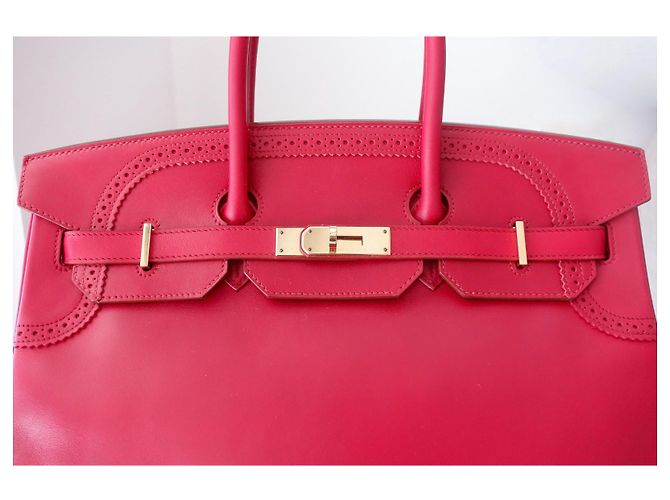 Borsa Hermès Birkin 35 Ghillies in Pelle Tadelakt Rosso - vista 5