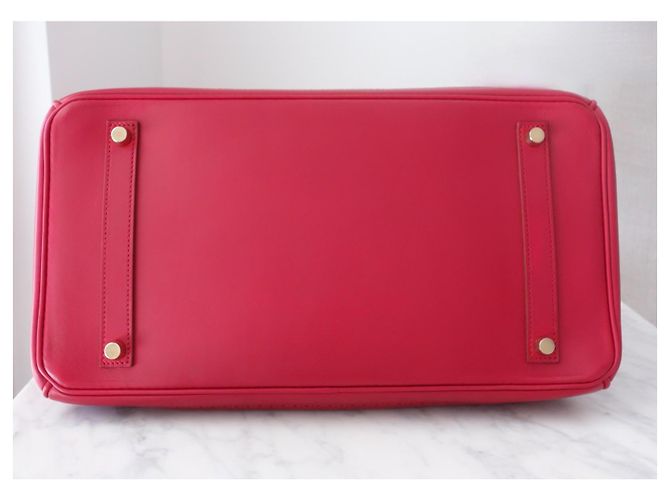 Borsa Hermès Birkin 35 Ghillies in Pelle Tadelakt Rosso - vista 6