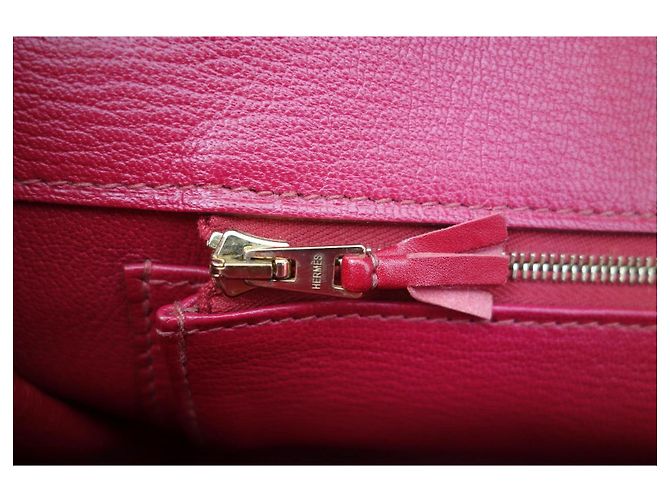 Borsa Hermès Birkin 35 Ghillies in Pelle Tadelakt Rosso - vista 7