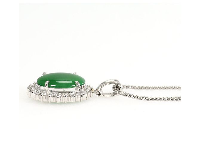 Autre Marque Collana in platino con diamante e giadaite - vista 2