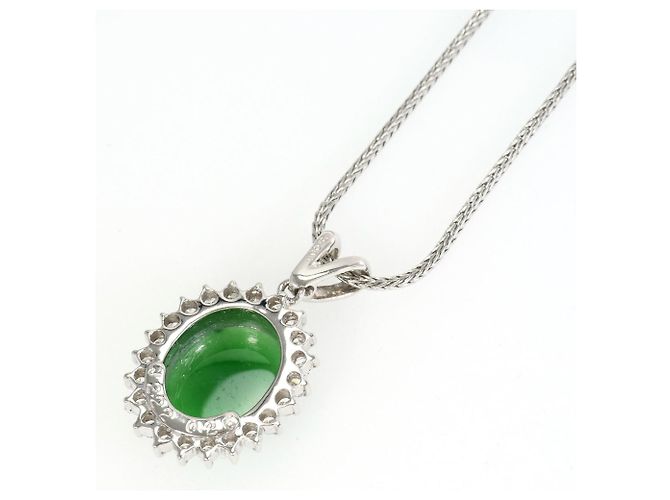 Autre Marque Collana in platino con diamante e giadaite - vista 3