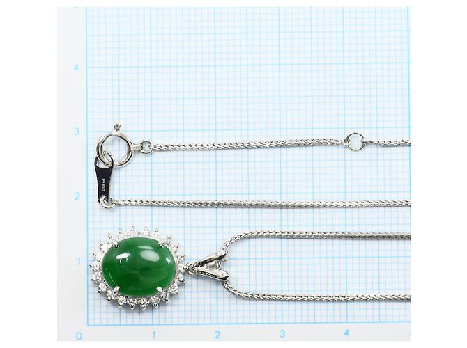 Autre Marque Collana in platino con diamante e giadaite - vista 5