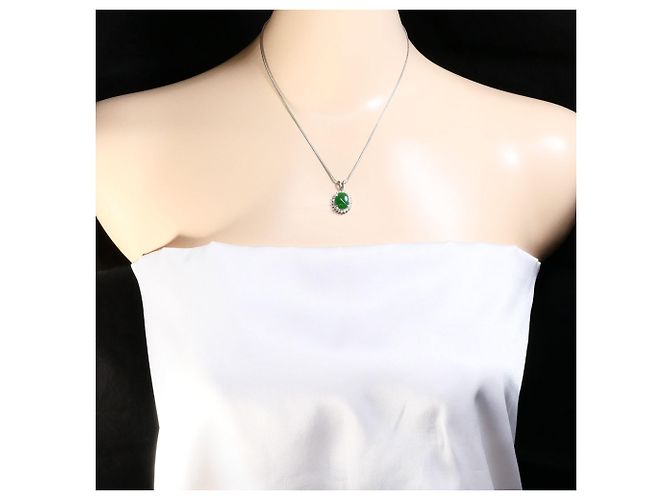 Autre Marque Collana in platino con diamante e giadaite - vista 6